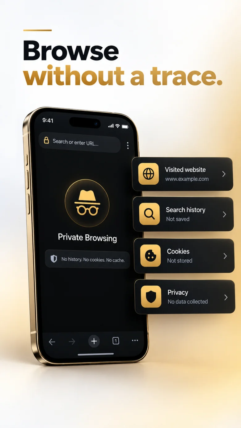 Private browser in Calculator Hide App that saves no history, cookies or cache