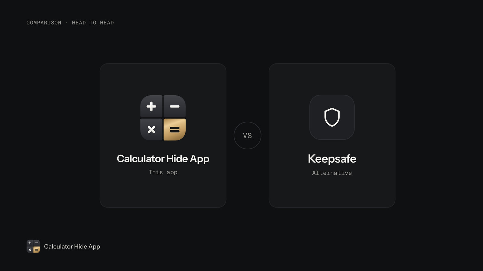 Calculator Hide App icon facing Keepsafe in a side-by-side comparison