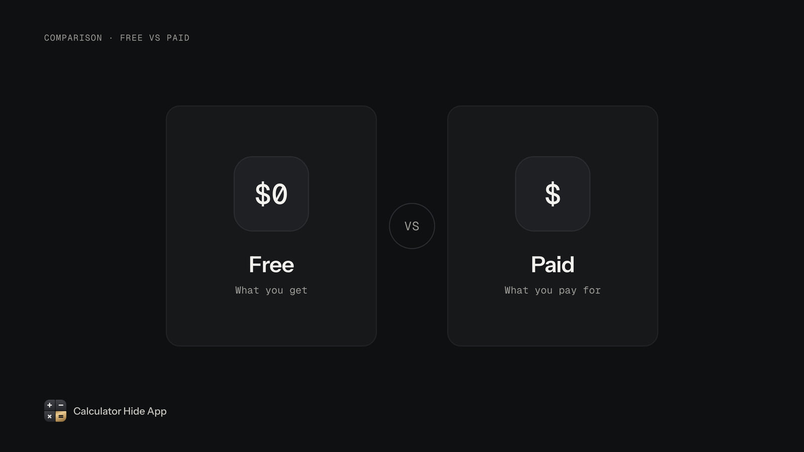 Free vault app card marked $0 beside a paid vault app card marked $